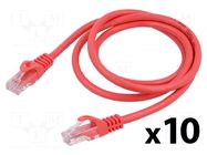 Patch cord; U/UTP; 6; stranded; CCA; PVC; red; 1m; 26AWG; Cores: 8 LANBERG