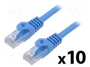 Patch cord; U/UTP; 6; stranded; CCA; PVC; blue; 3m; 26AWG; Cores: 8 LANBERG