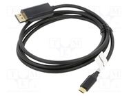 Adapter cable; DisplayPort 1.2,USB 3.2; gold-plated; 1.8m; black LANBERG