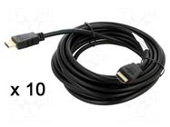 Cable; HDMI 1.4; HDMI plug,both sides; PVC; 5m; black; 30AWG LANBERG