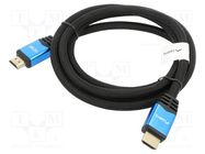 Cable; HDMI 2.0; HDMI plug,both sides; textile; 1.8m; black; 28AWG LANBERG