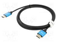 Cable; HDMI 2.0,slim; HDMI plug,both sides; PVC; Len: 1.8m; black LANBERG