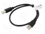 Cable; USB 2.0; USB A plug,USB B plug; gold-plated; 0.5m; black LANBERG