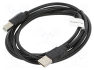 Cable; USB 2.0; USB A plug,USB B plug; gold-plated; 1.8m; black LANBERG