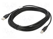 Cable; USB 2.0; USB A plug,USB B plug; gold-plated; 5m; black LANBERG