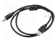 Cable; USB 2.0; USB A plug,USB B plug; gold-plated; 1m; black LANBERG