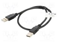 Cable; USB 2.0; USB A plug,both sides; nickel plated; 0.5m; black LANBERG