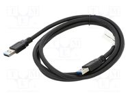 Cable; USB 3.0; USB A plug,both sides; nickel plated; 1.8m; black LANBERG