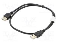 Cable; USB 2.0; USB A socket,USB A plug; gold-plated; 0.7m; black LANBERG