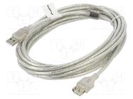 Cable; USB 2.0; USB A socket,USB A plug; gold-plated; 5m; Core: Cu LANBERG