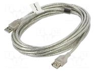 Cable; USB 2.0; USB A socket,USB A plug; gold-plated; 5m; Core: Cu LANBERG