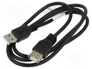 Cable; USB 2.0; USB A socket,USB A plug; gold-plated; 1m; black LANBERG