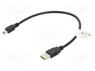 Cable; USB 2.0; USB A plug,USB B mini plug; gold-plated; 0.3m LANBERG