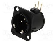 Connector: XLR; socket; male; PIN: 3; angled 90°; THT; black; 6A NEUTRIK