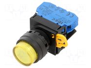 Switch: push-button; 22mm; Stabl.pos: 1; NO; yellow; LED; IP65; YW IDEC