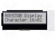 Display: LCD; alphanumeric; COG,STN Positive; 16x2; gray; LED RAYSTAR OPTRONICS