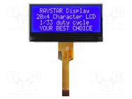 Display: LCD; alphanumeric; COG,STN Negative; 20x4; blue; LED RAYSTAR OPTRONICS