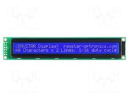 Display: LCD; alphanumeric; STN Negative; 40x2; blue; LED; PIN: 16 RAYSTAR OPTRONICS