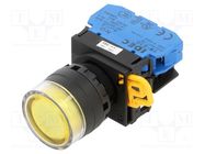 Switch: push-button; 22mm; Stabl.pos: 1; NO; yellow; LED; IP65; YW IDEC