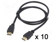 Cable; HDMI 1.4; HDMI plug,both sides; PVC; 1m; black; 30AWG LANBERG