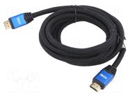 Cable; HDMI 2.0; HDMI plug,both sides; textile; 3m; black; 28AWG LANBERG