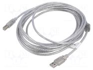 Cable; USB 2.0; USB A plug,USB B plug; gold-plated; 5m; Cu; 30AWG LANBERG