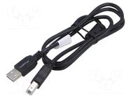 Cable; USB 2.0; USB A plug,USB B plug; gold-plated; 1m; black; box LANBERG