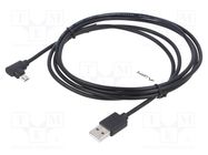 Cable; USB 2.0; USB A plug,USB B micro plug (angle); 1.8m; black LANBERG