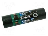 Trash bags; LDPE; black; 60l; 20pcs; Super Pack SOLID TOOLS