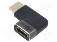 Adapter; HDCP 2.2; HDMI socket,HDMI plug 90°; silver Goobay