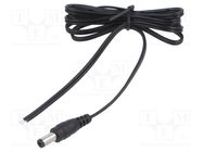 Cable; 2x0.5mm2; DC 5,5/2,1 plug; straight; black-gray,black; 1m POS