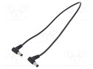 Cable; 2x0.5mm2; DC 5,5/2,1 plug x2; straight; black; 0.4m POS