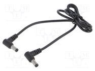 Cable; 2x0.5mm2; DC 5,5/2,1 plug x2; straight; black; 0.8m POS