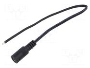 Cable; 2x0.5mm2; DC 5,5/2,1 socket; straight; black-grey,black POS