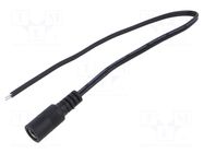 Cable; 2x0.5mm2; DC 5,5/2,1 socket; straight; black-grey,black POS