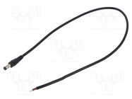 Cable; 2x0.5mm2; DC 5,5/2,1 plug; straight; black; 0.5m; -20÷80°C POS