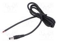 Cable; 2x0.5mm2; DC 5,5/2,1 plug; straight; black; 1m; -20÷80°C POS