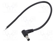 Cable; 2x0.5mm2; DC 5,5/2,5 plug; angled; black; 0.25m; -20÷80°C POS