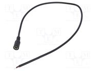 Cable; 2x0.5mm2; DC 5,5/2,1 socket; straight; black; 0.5m; Core: Cu POS