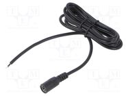 Cable; 2x0.5mm2; DC 5,5/2,5 socket; straight; black; 1.5m; Core: Cu POS