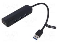 Hub USB; USB 3.0; PnP,LED status indicator; black; 0.15m; ABS VENTION