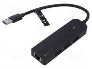 Hub USB; USB 2.0,USB 3.0; LED status indicator; black; 0.15m; ABS VENTION