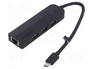 Hub USB; USB 3.0; black; Number of ports: 5; 0.15m; ABS VENTION