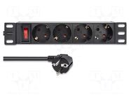 Plug socket strip: protective; Sockets: 4; 250VAC; 16A; black QOLTEC