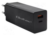 Power supply: switching; mains,plug-in; 5VDC,; 5A; 100W; GaN QOLTEC