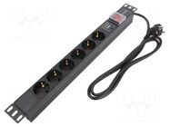 Plug socket strip: protective; Sockets: 6; 250VAC; 16A; black QOLTEC