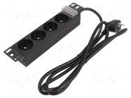 Plug socket strip: protective; Sockets: 4; 250VAC; 16A; black QOLTEC