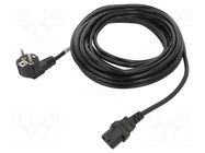 Cable; CEE 7/7 (E/F) plug angled,IEC C13 female; PVC; Len: 10m LANBERG