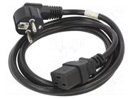 Cable; CEE 7/7 (E/F) plug,IEC C19 female; PVC; Len: 1.8m; black LANBERG