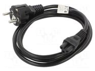 Cable; CEE 7/7 (E/F) plug,IEC C5 female; PVC; Len: 1.8m; black LANBERG